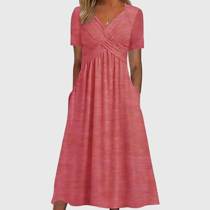 Modisches Damen Midi-Kleid mit Bauchkontrolle und A-Linie, elegant für Abend- oder Party-Anlässe.