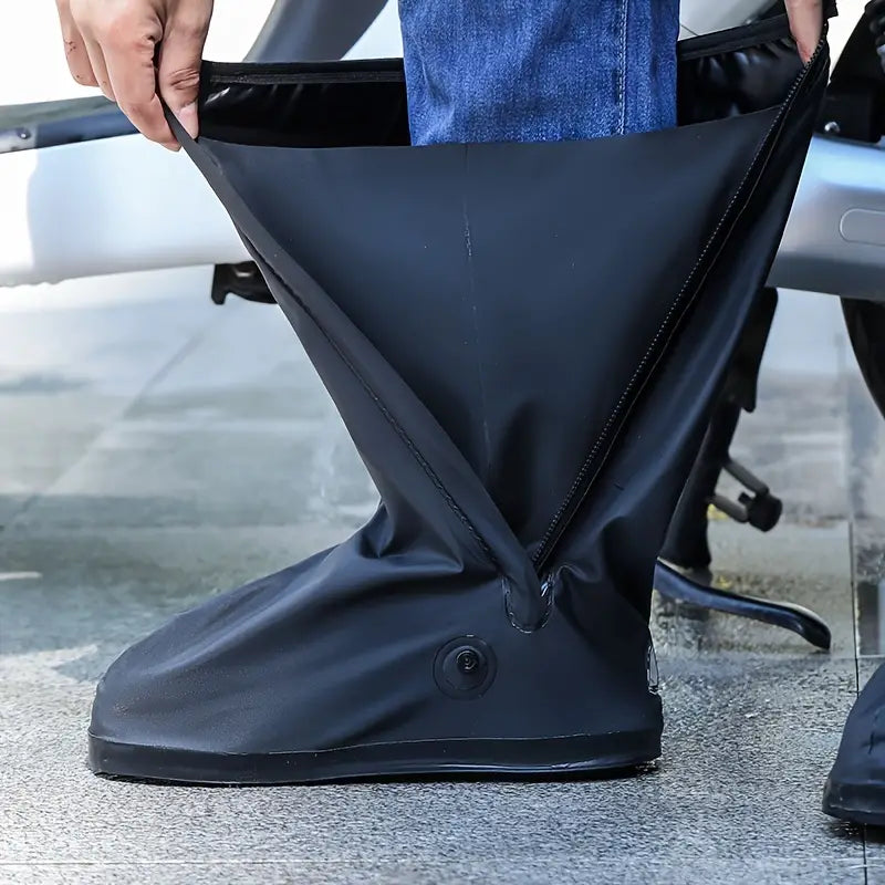 Bolendo wasserdichte Schuhüberzüge aus Silikon für Regenschutz beim Radfahren & Wandern, schwarz, rutschfest.