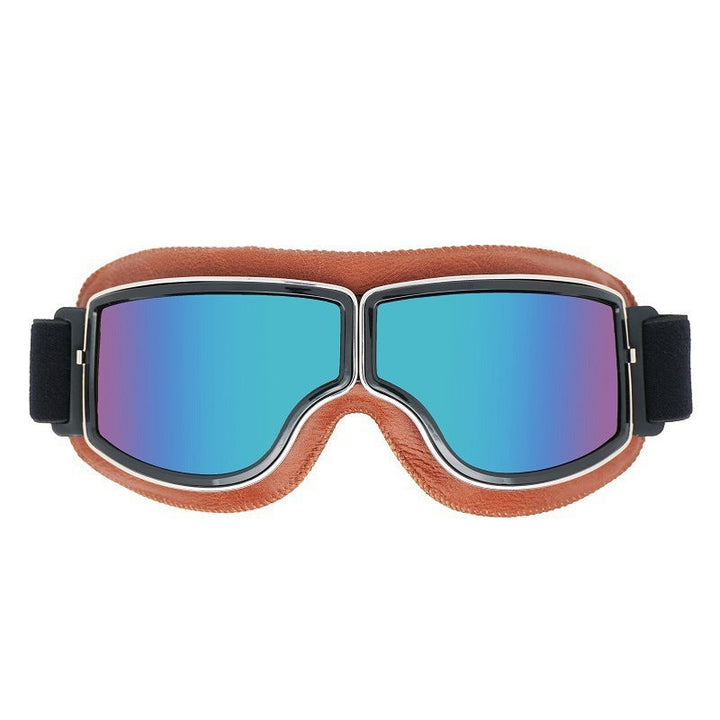 Geschenkidee: Herren Retro Motorradbrille, polarisiert. UV-Schutz Pilotenbrille im Vintage-Stil.