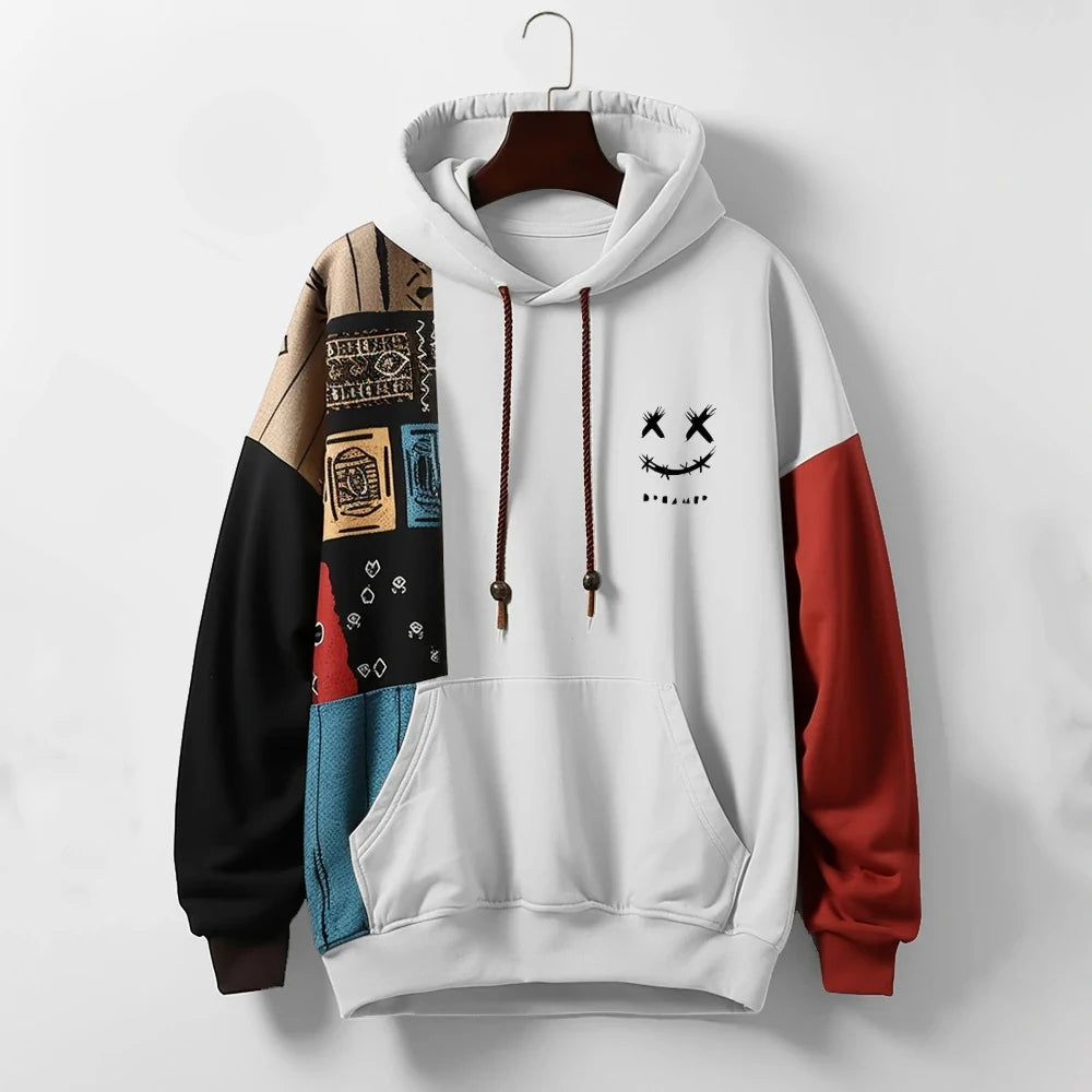 Moderner Herren Kontrast-Hoodie, Kapuzen-Sweatshirt für Streetwear, lässig und super bequem.