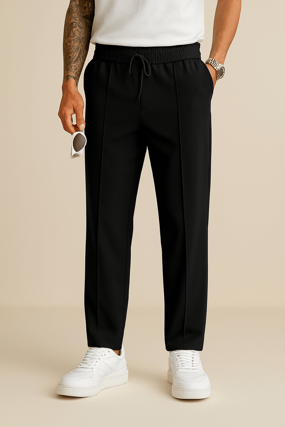 Stilvolle, bequeme Herrenhose in Grau, weite Passform, ideal für urbane Mode und täglichen Komfort.