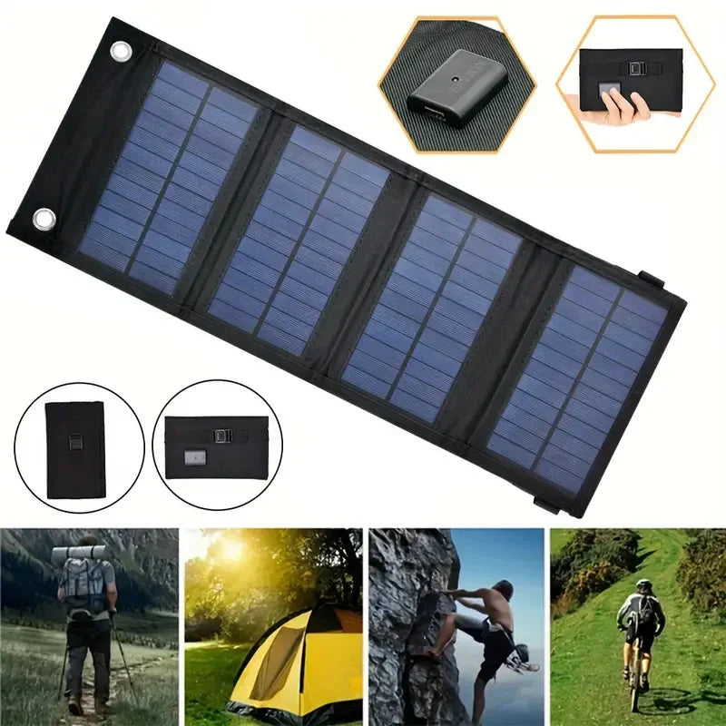 Faltbare Solar-Powerbank SolarMate für Outdoor-Aktivitäten; tragbares Notfall-Ladegerät mit Stromversorgung für unterwegs.