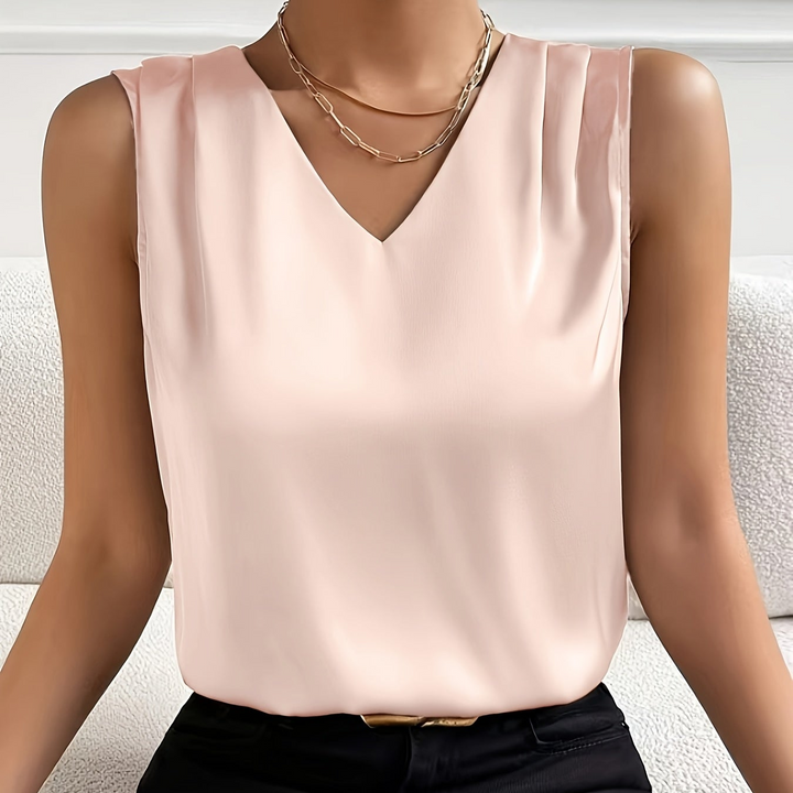 Moderne ärmellose Damenbluse V-Ausschnitt, elegant und bequem, ein Must-have für Sommer und Büro.