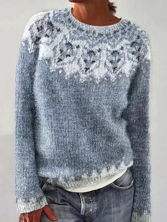 Vielseitiger Damen Retro-Strickpullover, ideal für gemütliche Herbst-Winter-Looks. Warmer Pulli für Frauen, casual & schick.