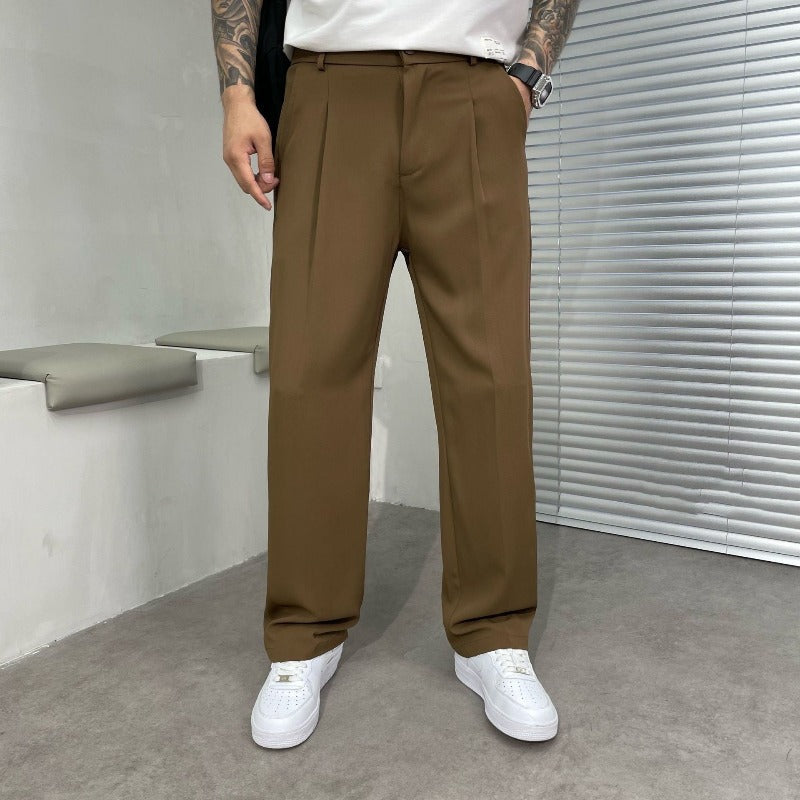 Herren Wide-Leg Hose in Schwarz, lässig elegant für Business & Freizeit, komfortabler Relaxed Fit.