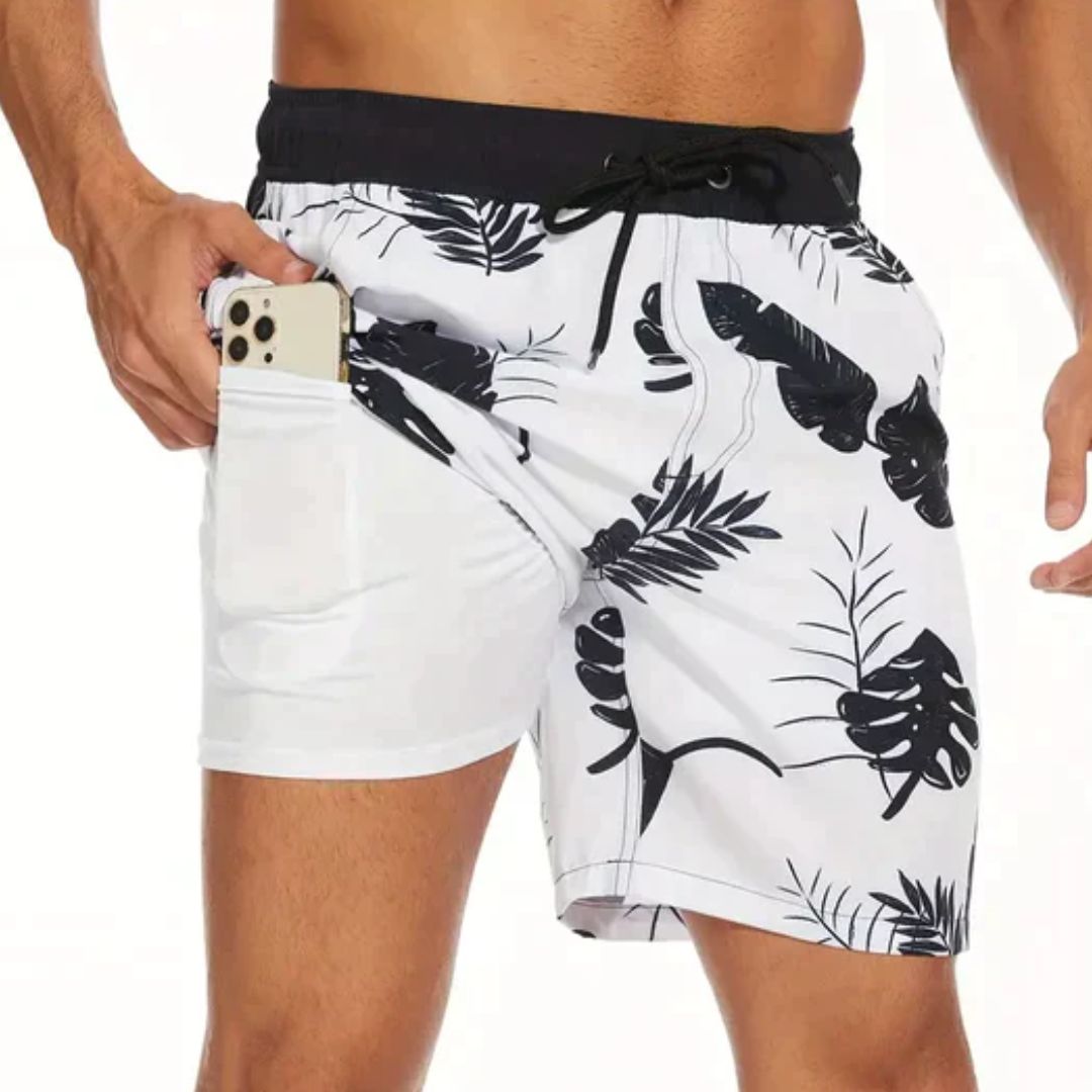 Moderne Herren Bademode: Schnelltrocknende Schwimmhose, ideal für Sommerurlaub. Komfortable Strandmode für Männer.