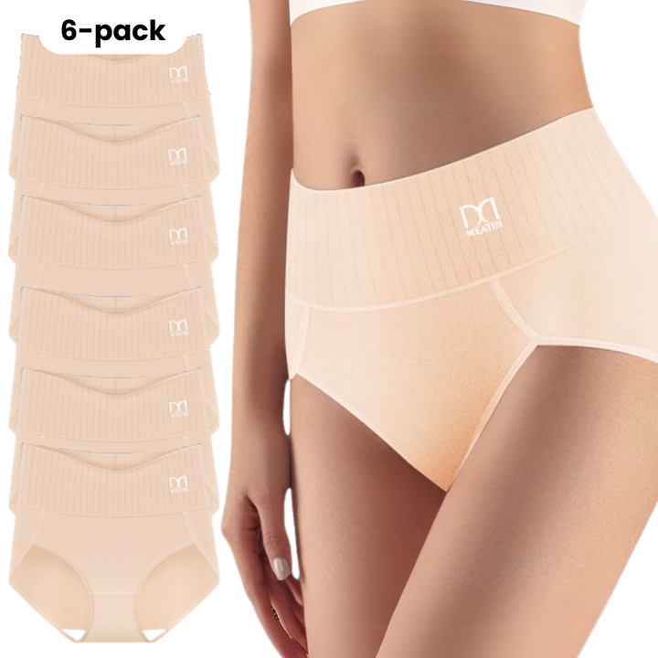 Nahtlose, atmungsaktive High-Waist Unterwäsche für Damen. Komfortabler Damenslip mit leichter Bauchstütze.