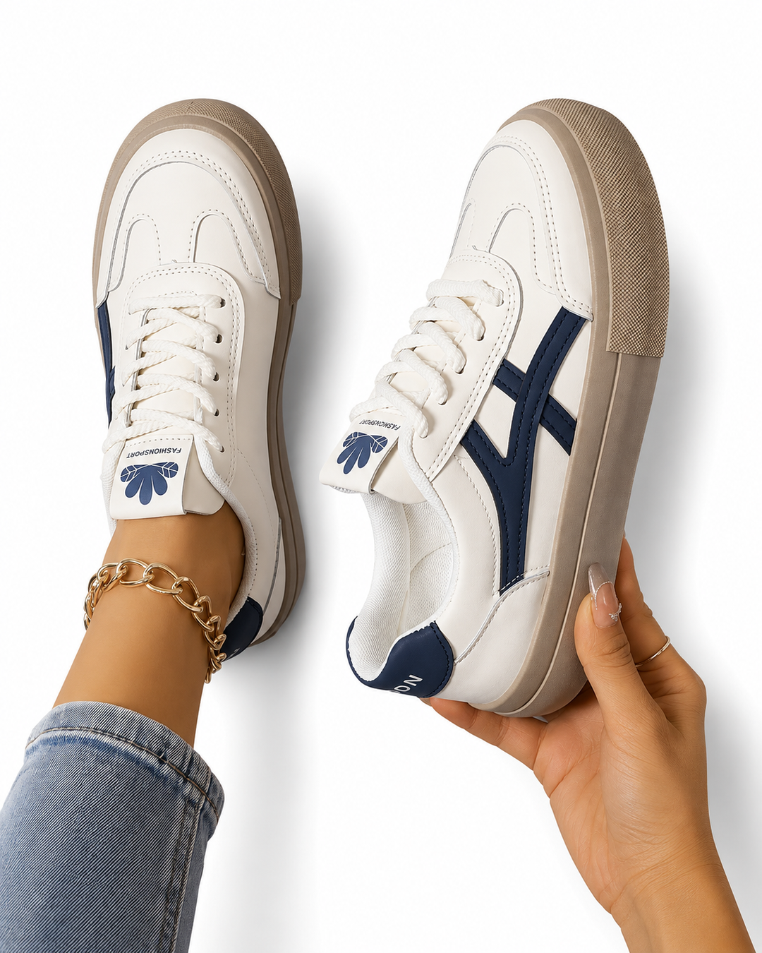 Orthopädische Damen Sportschuhe, stützen den Fuß und lindern Schmerzen für aktive Frauen.