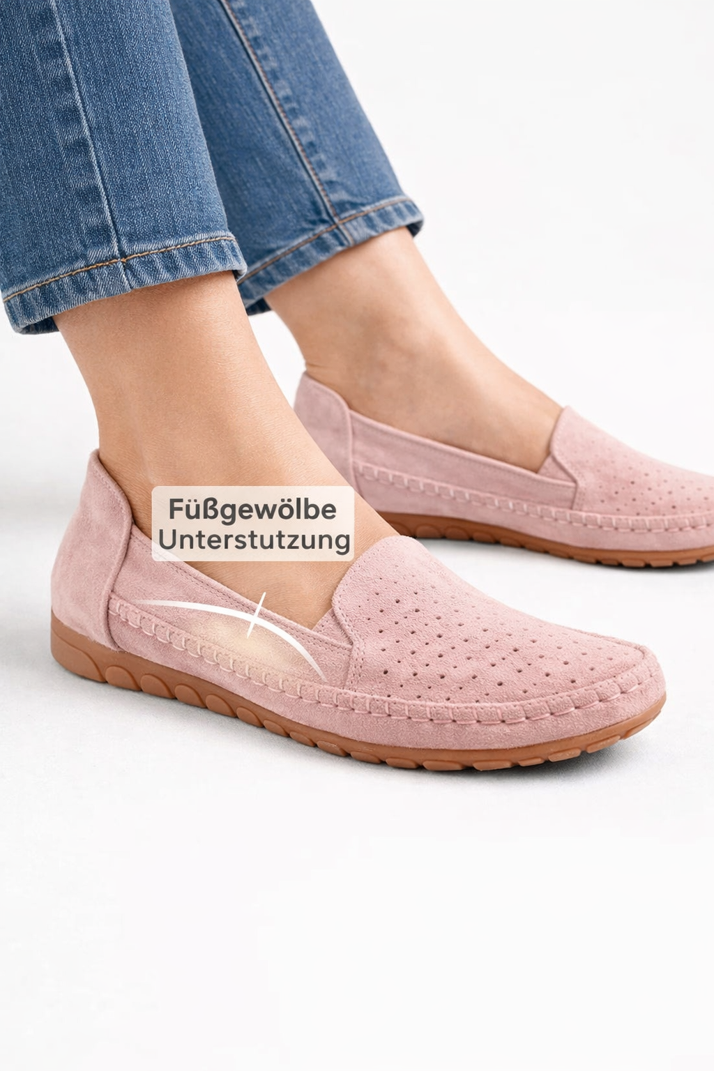 Komfortable Damen Ballerinas in Rosa und Grau, rutschfest und atmungsaktiv für jeden Tag.