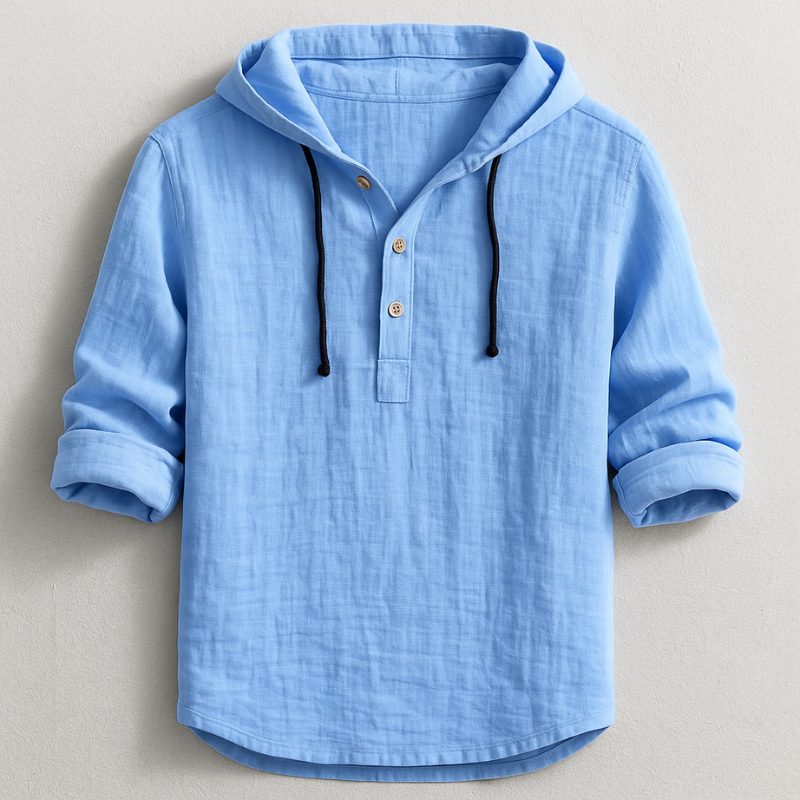 Bequemes Herren Kapuzenhemd, Langarm-Hoodie für Freizeit & Alltag, abgerundeter Saum, stilvoll & entspannt.