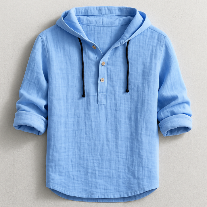Bequemes Herren Kapuzenhemd, Langarm-Hoodie für Freizeit & Alltag, abgerundeter Saum, stilvoll & entspannt.