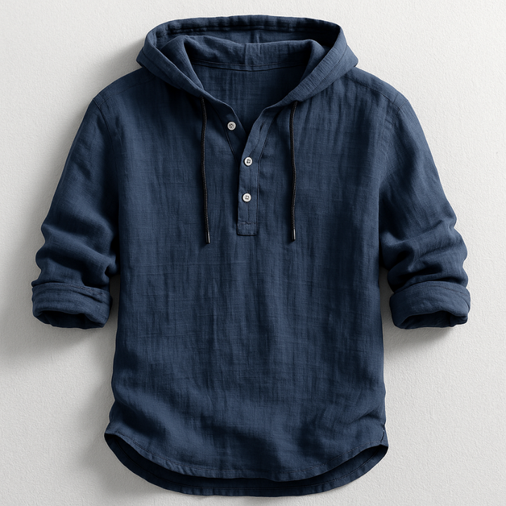 Entspannter Herren Langarm-Hoodie, warmes Kapuzenhemd für Winter25, bequemes Casual Oberteil mit abgerundetem Saum.