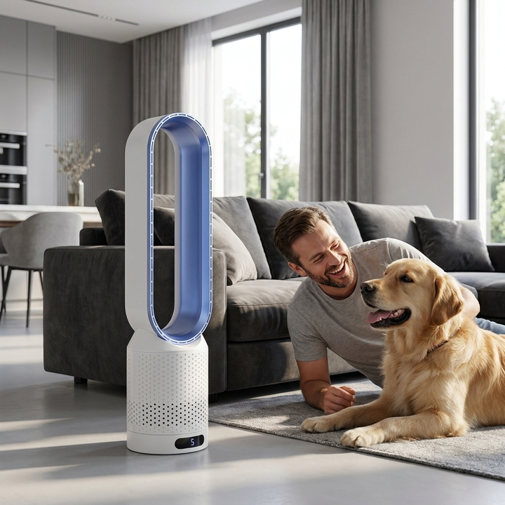Sicherer blattloser Ventilator mit LED-Touch & leiser Oszillation für die ganze Familie.
