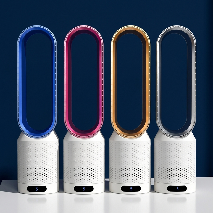 Dieser blattlose Tischventilator bietet leise Oszillation und innovative LED-Touch-Funktion.