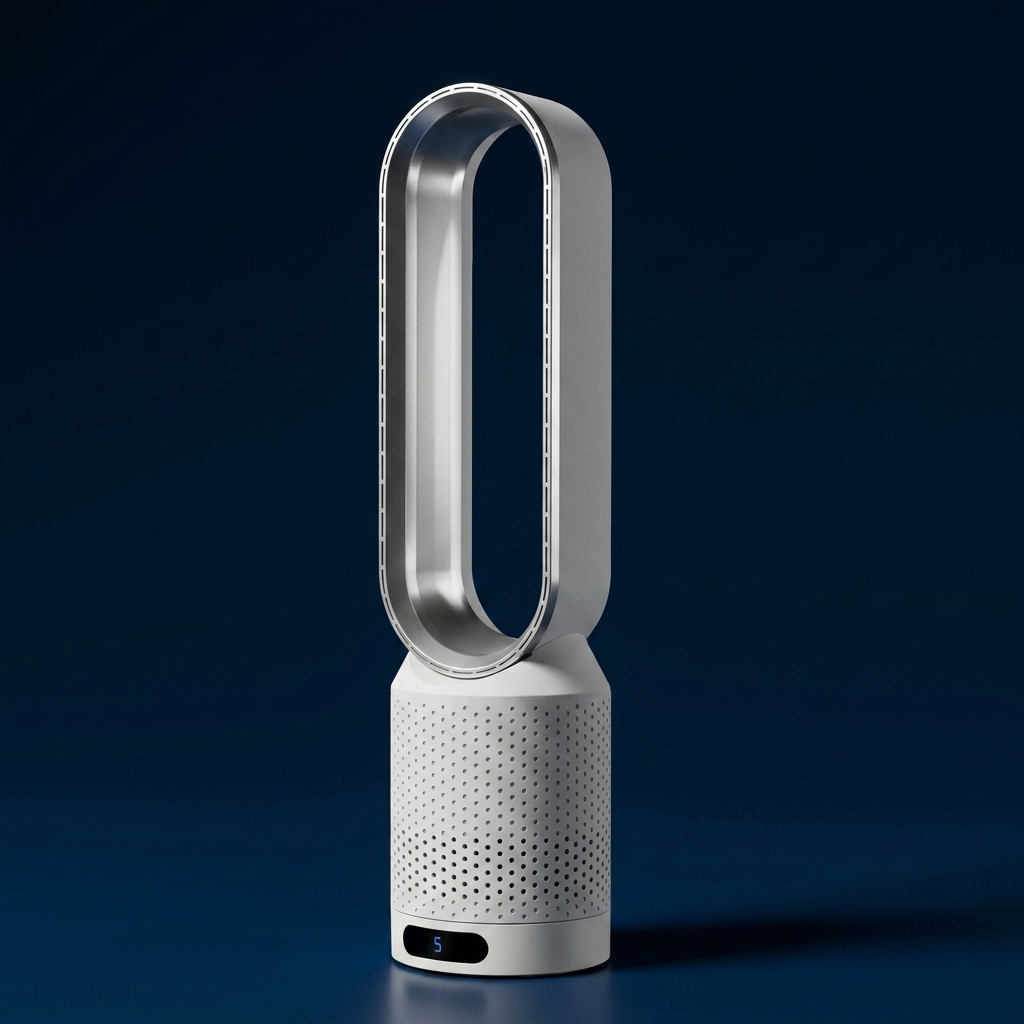Ihr blattloser Tischventilator für den Sommer: leise, oszillierend, mit LED-Touch-Steuerung.