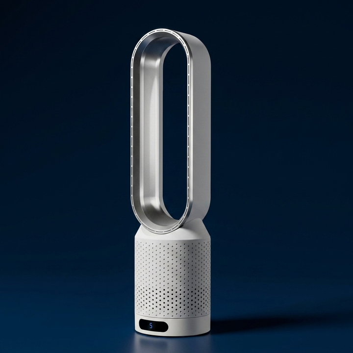 Ihr blattloser Tischventilator für den Sommer: leise, oszillierend, mit LED-Touch-Steuerung.