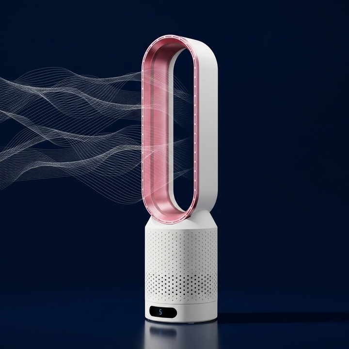 Leiser blattloser Tischventilator mit Oszillation & LED-Touch, ideal für Schlafzimmer.
