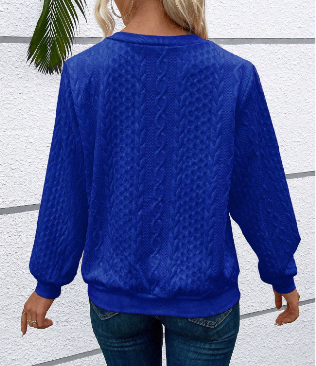 Damen Langarm-Sweater mit Stehkragen & Reißverschluss; bequemes Oberteil für jeden Tag.