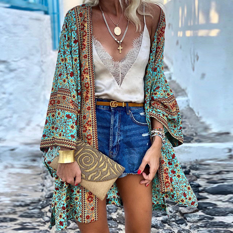 Damen Boho Kimono Cardigan, leichter, stilvoller Überwurf für Frühling & Sommer, perfekt für Freizeit-Outfits.
