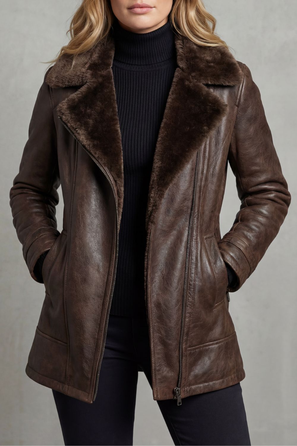 Schicke Damen-Übergangsjacke in Braun, ideal für den Alltag und elegante Anlässe. Perfekte Herbstmode.