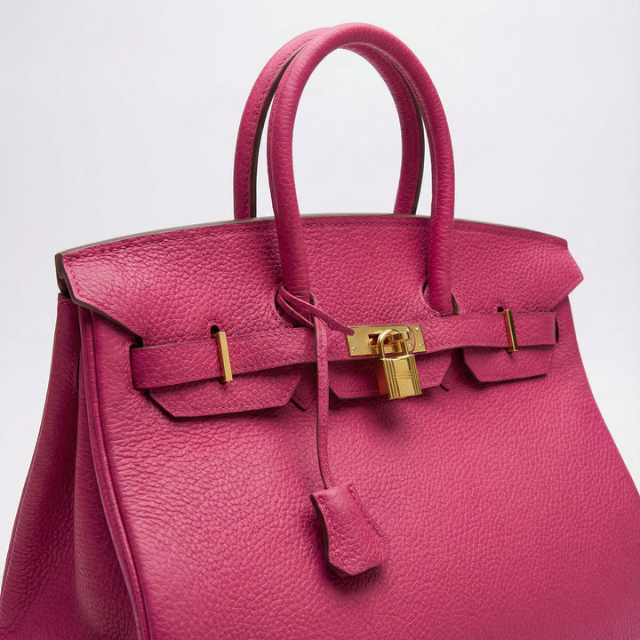 Barbie-rosa große Lederhandtasche, trendiger Shopper für Damen aus Echtleder.