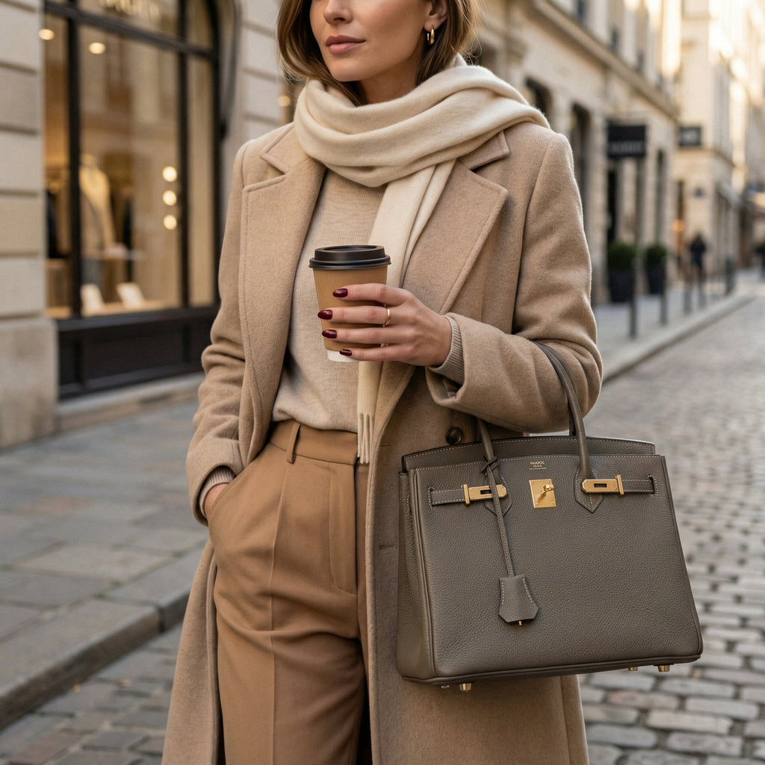 Orangefarbene Echtleder Damenhandtasche, ein auffälliges Accessoire für den Alltag.