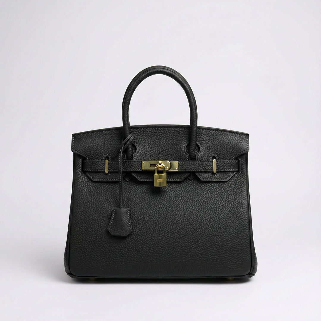 Schwarze Damen Leder Umhängetasche, große und stilvolle Reisetasche aus Echtleder.