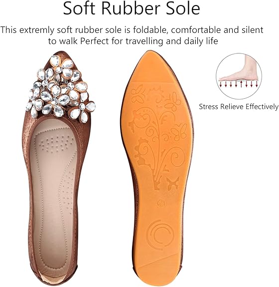 Elegante Damen Ballerina Schuhe mit Strasssteinen, perfekt für Partys.