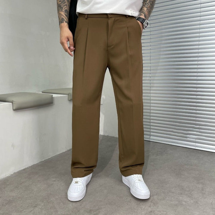 Stylische Herren Wide-Leg Hose in Dunkelblau, moderner weiter Schnitt, bequem und vielseitig für Business & Freizeit.