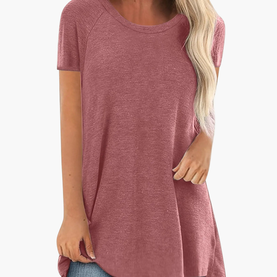 Schickes Damen Tunika T-Shirt, Kurzarm für Büro, Freizeit & Alltag.