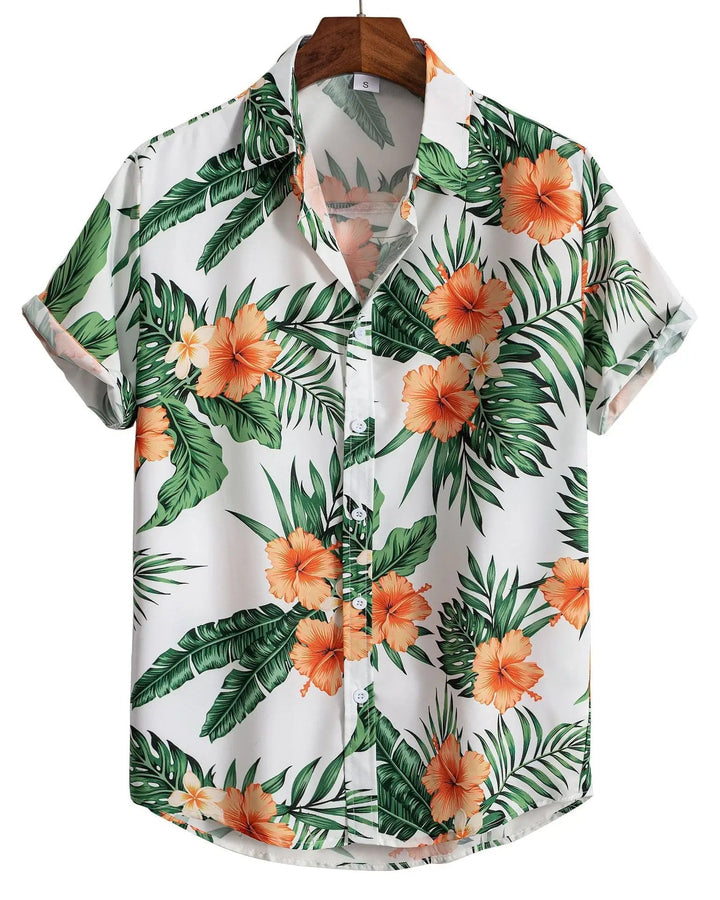 Lässiges, aber elegantes Herren Kurzarmhemd mit Blumenmuster. Sommerlicher, stilvoller Look.