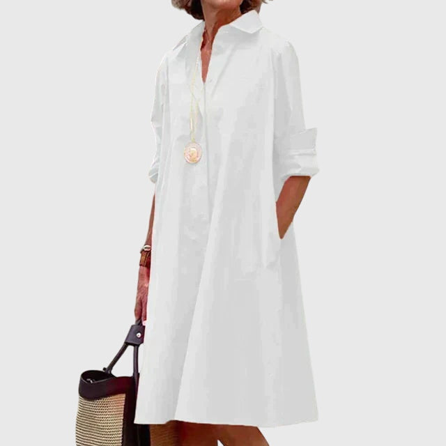 Bequemes Damen Sommerkleid, casual Design, mit nützlichen Taschen. Entspannter Look für jeden Tag.