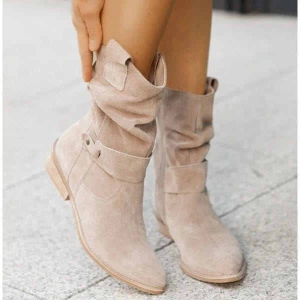Elegante Damen Sommerstiefeletten in Beige mit Reißverschluss, leicht & bequem für Frühling & Sommer.