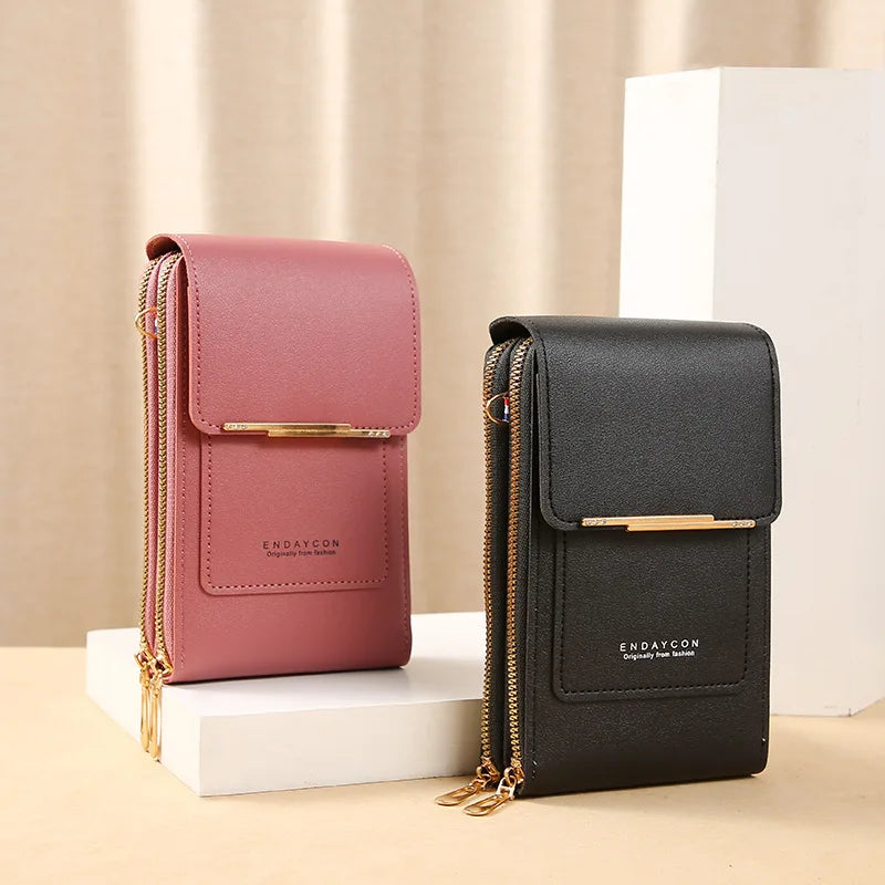 Damen Crossbody Handytasche mit Geldbörse aus veganem Leder, elegant & praktisch für den Alltag.