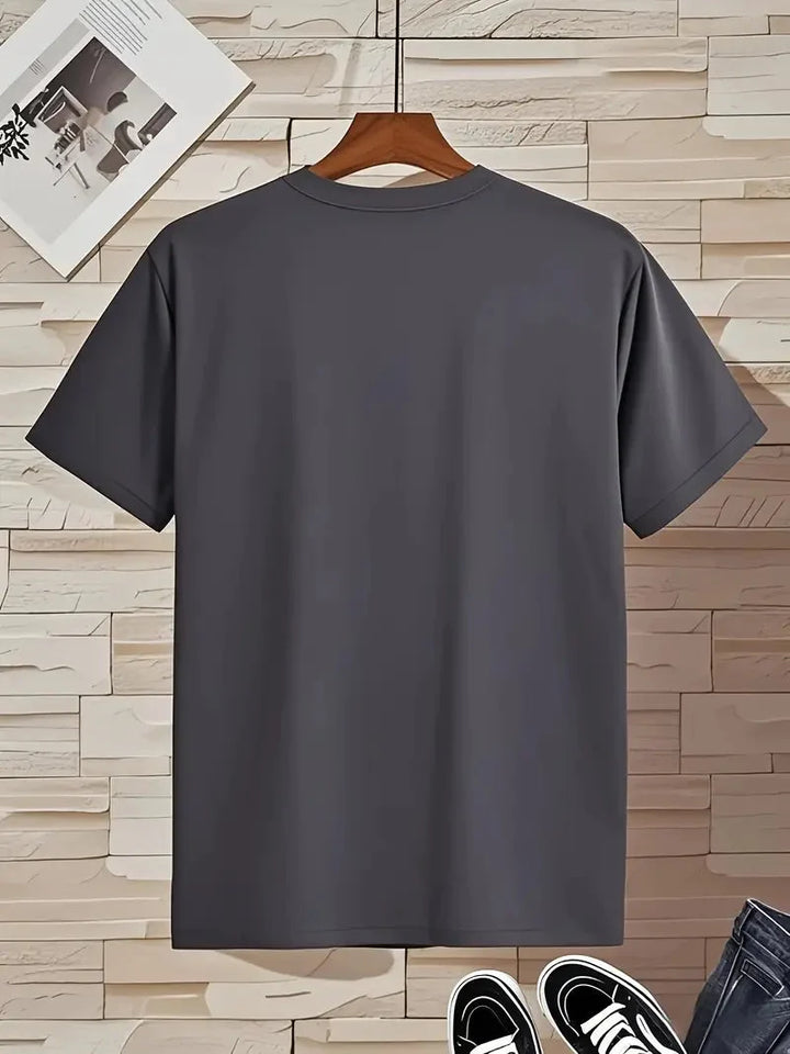 Komfortables marineblaues Alltagsshirt für Herren, V-Ausschnitt, Slim Fit.