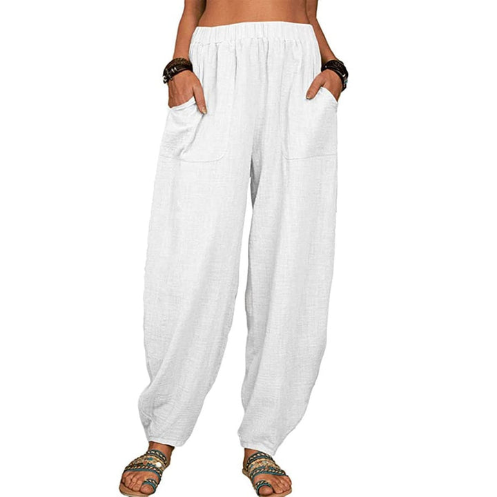 Damen Haremshose mit Gummibund: Bequeme, luftige Freizeithose für entspannte Tage im Alltag.
