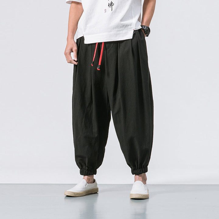 Modische Herren Haremshose mit praktischem Kordelzug und elastischen Bündchen, ideal für Casual & Streetwear.