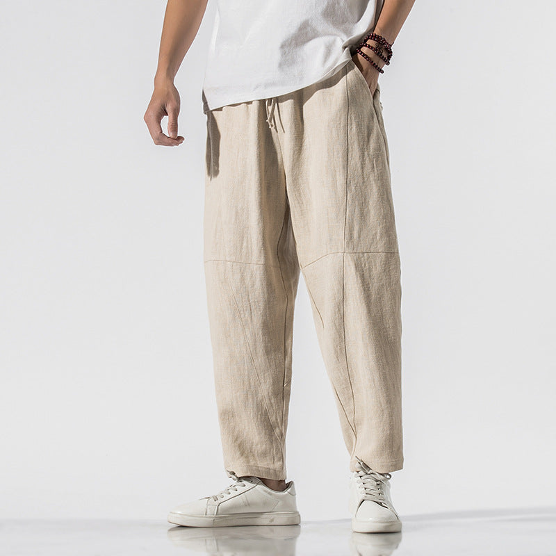Herren Knöchellange Weitbein-Hose für entspannte Tage, Freizeit-Jogger mit Kordelzug, Unisex-Design.
