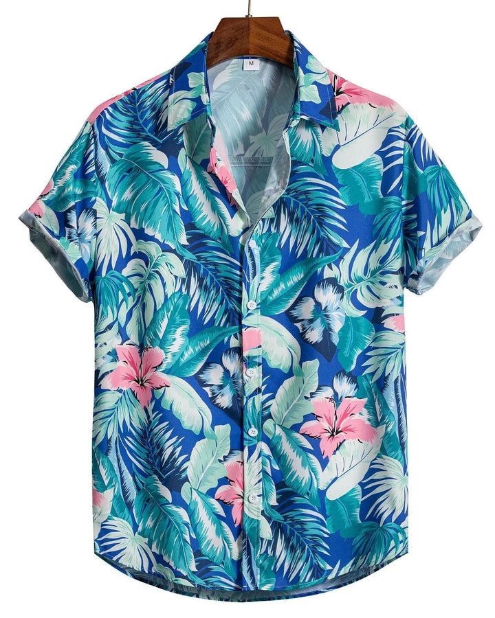 Hochwertiges Herren-Sommerhemd mit detailreichem Blumenmuster, kurzarm. Atmungsaktiv.