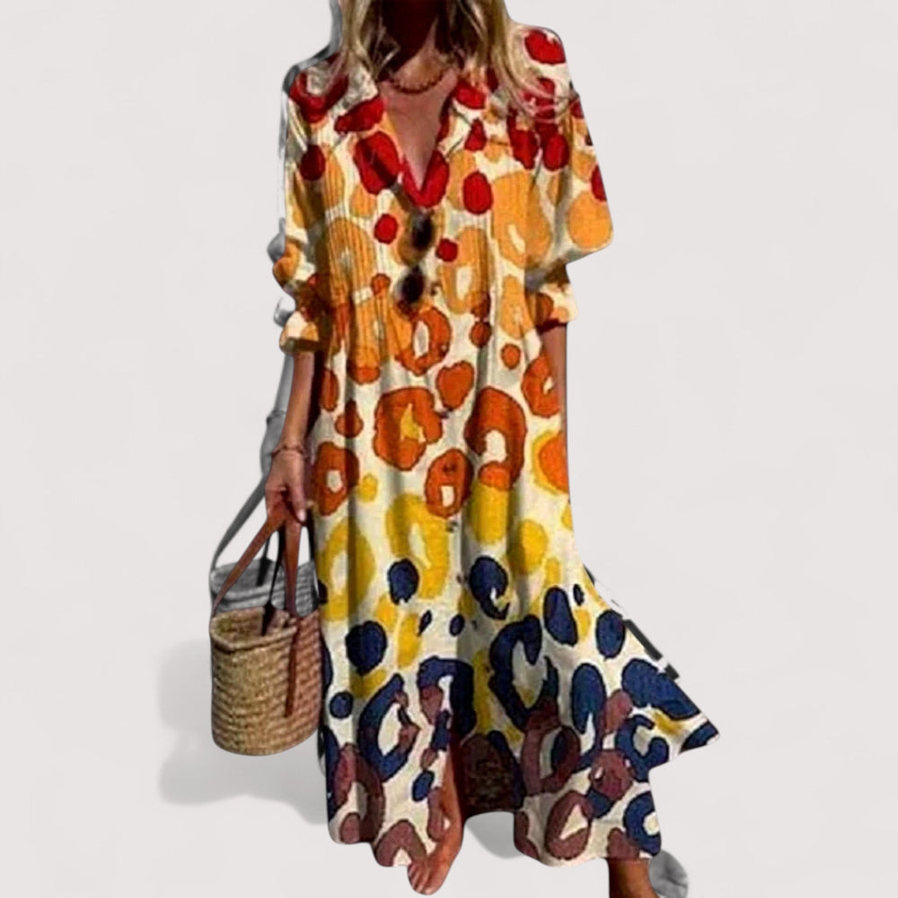 Bequemes Damen Print-Freizeitkleid in A-Linie, luftig & atmungsaktiv für entspannte Alltagsmomente.