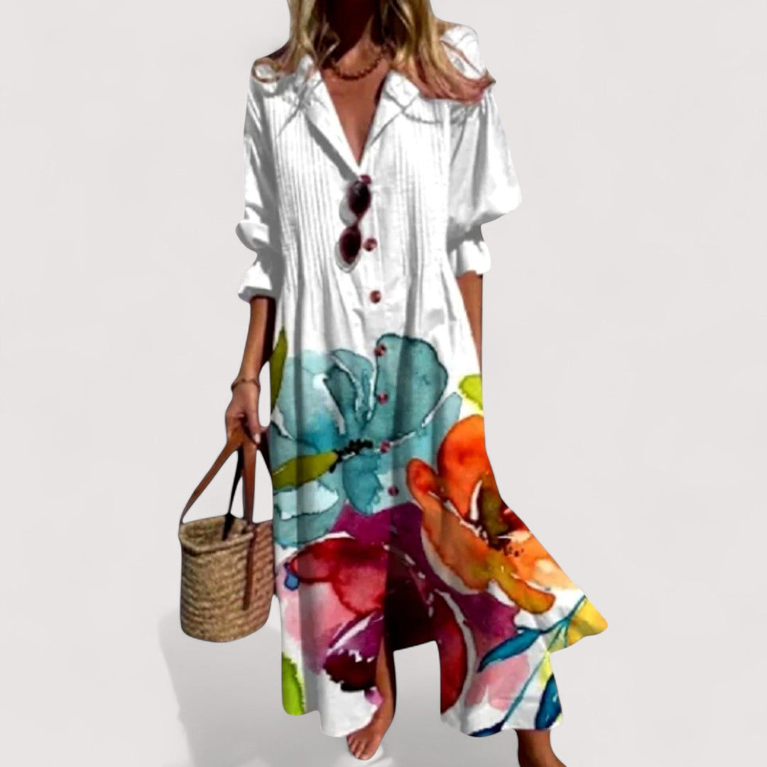 Vielseitiges Damen Print-Kleid in A-Linie, elegant & locker, atmungsaktiv für sommerliche Anlässe.