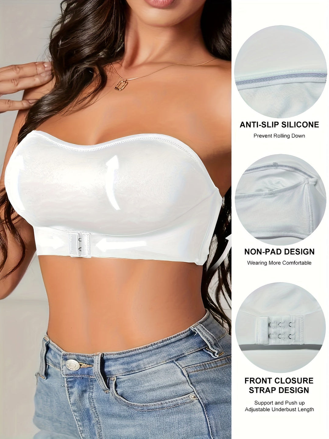 Eleganter, nahtloser Damen Bandeau Sport-BH in Schwarz, rutschfest & bequem, für Sport & Freizeit.