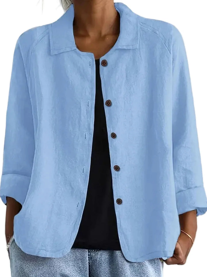 Elegante, leichte Damenjacke mit Knopfverschluss; locker geschnittene Übergangsjacke für den Alltag & Freizeit.
