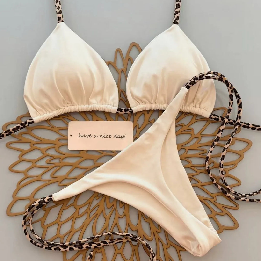 Sexy Damen Tanga Bikini Leopardenmuster für den Sommerurlaub.