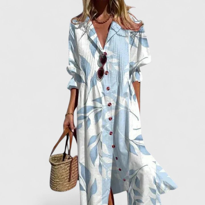 Damen Boho Maxikleid, elegant & bequem, mit langen Ärmeln für Freizeit & besondere Anlässe, gemustert & stilvoll.