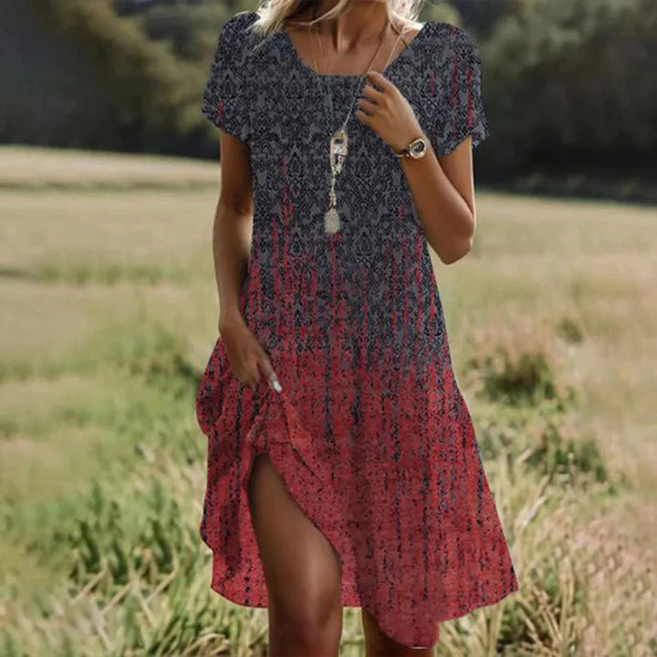 Damen Boho Sommerkleid in A-Linie, leicht & fliessend, ideal für Strand & Urlaub.