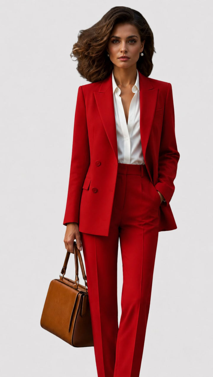 Damen Anzug-Set in klassischem Design: Blazer und Hose für eine professionelle und elegante Business-Garderobe.