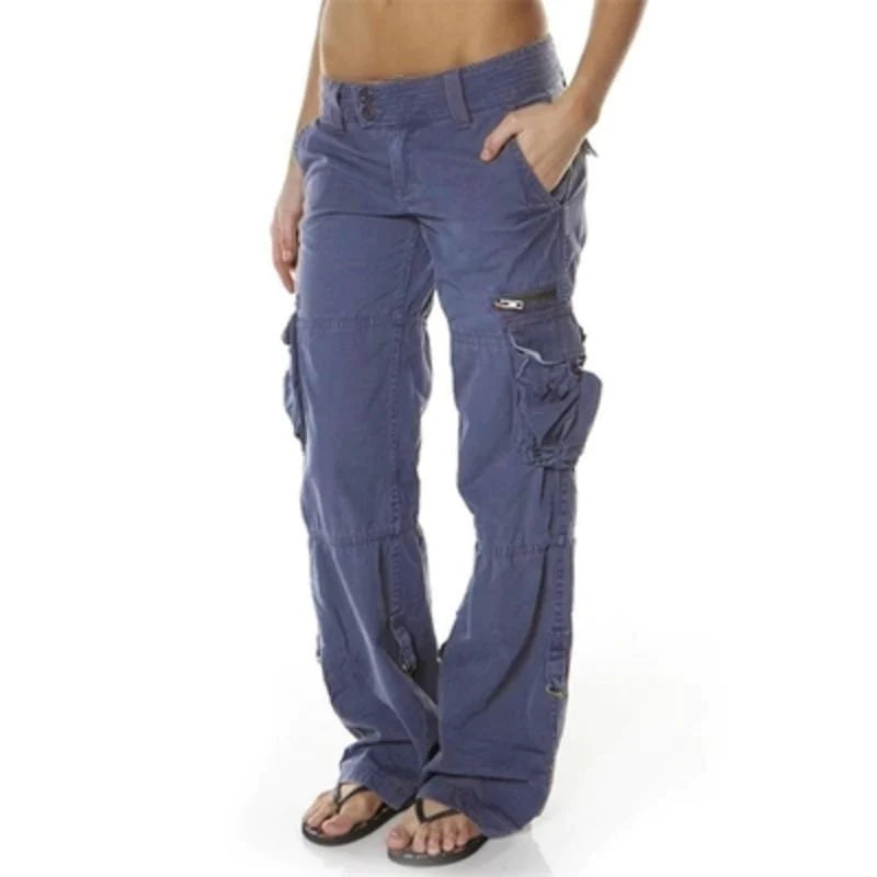 Bequeme Damen Cargo-Hose für den Alltag, mit lockerer Passform und Seitentaschen, ideal für Freizeit & Streetwear.