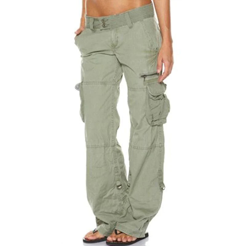 Modische Damen Cargo-Hose in Schwarz, vielseitige Utility-Pants mit großen Taschen für einen coolen Streetwear-Look.