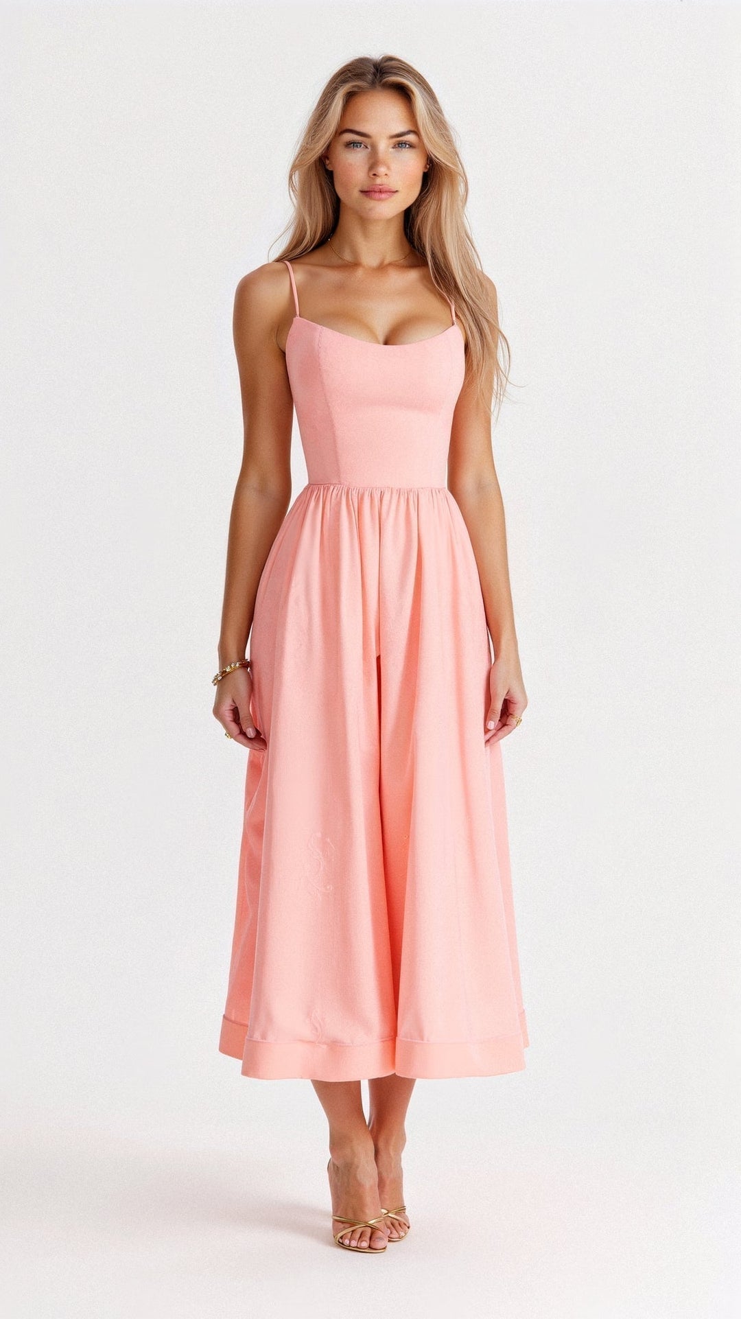 Rückseite des eleganten Klara Midi-Kleides. Vielseitiges Damenkleid für festliche Herbst-Events. Ärmellos und schick.